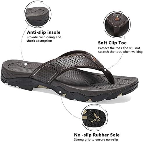 OUSIMEN مردانه دمپایی دمپایی راحتی در فضای داخلی و فضای باز صندل بنددار بند انگشتی گاه به گاه Image