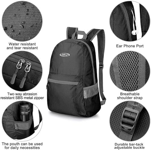 کوله‌پشتی ضدآب بسیار سبک تاشو G4Free کوچک 20 لیتری برای کمپینگ زنانه دوچرخه‌سواری مردانه Image