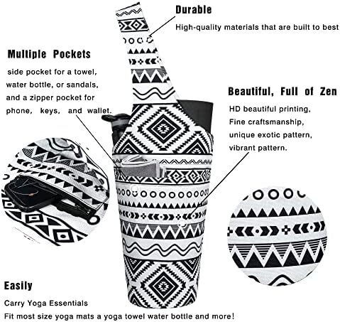 کیف مت یوگا چاپ شده مد روز با جیب کناری بزرگ و جیب زیپ دار کیف یوگا بلند و مناسب تشک های بزرگ - دارای لوازم جانبی یوگا بیشتر Image