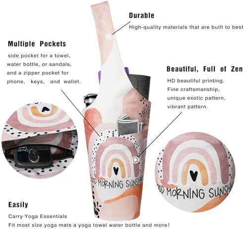 کیف مت یوگا چاپ شده مد روز با جیب کناری بزرگ و جیب زیپ دار کیف یوگا بلند و مناسب تشک های بزرگ - دارای لوازم جانبی یوگا بیشتر Image