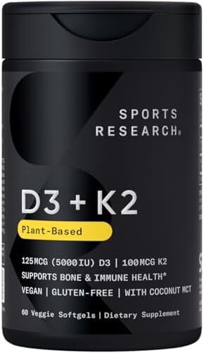 ویتامین K2 + D3 از Sports Research با روغن نارگیل ارگانیک برای جذب بهتر