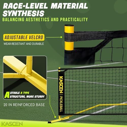 KASCEN 22FT Pickleball Net قابل حمل برای Driveway - توری Pickleball Nets Outdoor Size Pickleball Network با نگهدارنده انحصاری توپ، 4 توپ ترشی، کیسه ذخیره سازی برای فضای داخلی حیاط خلوت Image