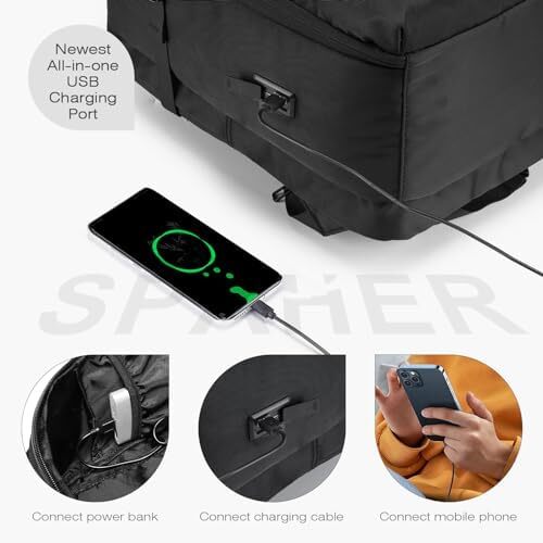 کیف کابین SPAHER 40x30x20، کوله‌پشتی لپ‌تاپ زیر صندلی 15.6 اینچی برای مدرسه، کیف دستی، کوله‌پشتی سفر، کوله‌پشتی دستی، کوله‌پشتی روزمره، کیف پرواز تایید شده Image