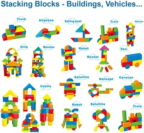 بلوک‌های ساختنی فومی Pairez Toys برای کودکان ۲-۴ سال، شامل ۴۱ قطعه بلوک نرم EVA، مجموعه اسباب بازی فومی حمام، اسباب بازی‌های آموزشی و هدایا برای کودکان، پسران و دختران بالای ۱۸ ماه Image