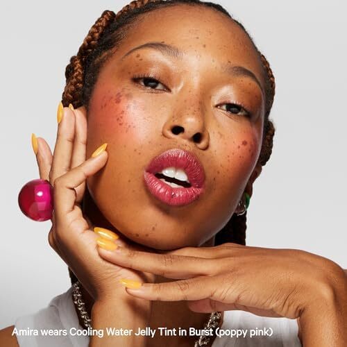 آرایش شیری آب خنک کننده ژله ای رنگ لب + لکه رژ گونه (ترکیدن - صورتی خشخاش) .17 اونس / 5 گرم Image