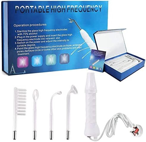 دستگاه الکتروتراپی نور قرمز دستی Beauenty، دستگاه صورت با فرکانس بالا ۴ در ۱، دستگاه درمان پوست قابل حمل با ۴ لوله شیشه‌ای - چوب دستی فرکانس بالا (قرمز)