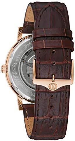 ساعت مچی اتوماتیک مردانه بولوا مدل کلاسیک با ۳ عقربه و ۲۱ جواهر، با ذخیره انرژی ۴۲ ساعته، ویژگی هک، عقربه ثانیه‌ای، صفحه نمایش باز و قاب نمایشگاهی، ۴۲ میلی‌متر Image