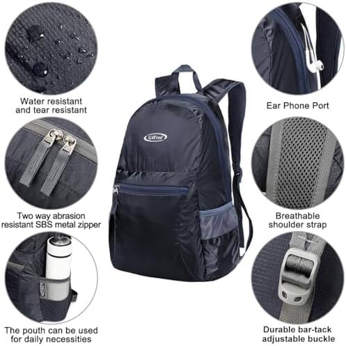 کوله‌پشتی ضدآب بسیار سبک تاشو G4Free کوچک 20 لیتری برای کمپینگ زنانه دوچرخه‌سواری مردانه Image