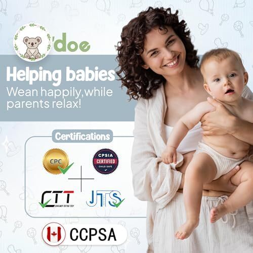 ست ۱۷ تکه لوازم تغذیه برای نوزادان O'doe، ست تغذیه نوزاد | کاسه سیلیکونی مکشی برای خودخوری با تغذیه کننده میوه، لیوان، پیشبند، و کیت بشقاب غذا با درب | (آبی، V2)