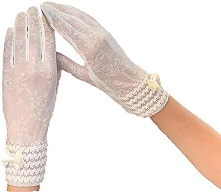 دستکش های ضد آفتاب سبک وزن زنانه محافظ در برابر اشعه ماوراء بنفش تابستانی دستکش های نخی رانندگی Image