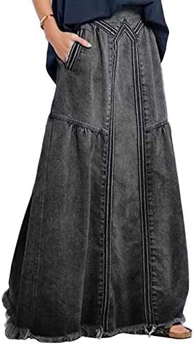 دامن جین مکسی بلند هیپی زنانه ابوسسی سجاف لبه دار سجاف شده Image