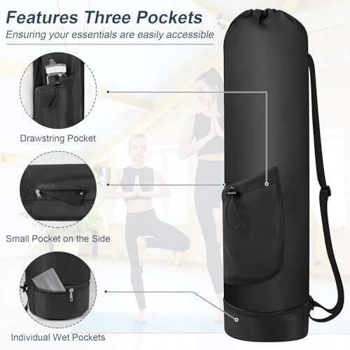 کیسه تشک یوگا گردنفتات با بطری آب، جا متحرک یوگا با بند کامل با بند قابل تنظیم نگهدارنده تشک یوگا با کیسه های یوگا ضد آب جیبی برای زنان مردانه