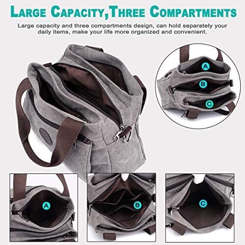 کیف دستی زنانه نایلونی سبک DOURR Hobo Handbags، کیف های چند محفظه ای Image