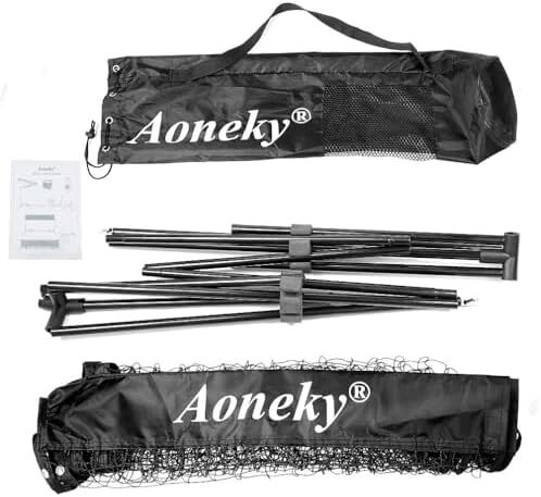ست تور مینی تنیس Aoneky 10ft/18ft، پایه قاب فلزی و توری نایلونی قوی - تور بدمینتون تنیس قابل حمل PikckleBall برای کودکان و نوجوانان جوان 3M 6M در فضای باز Image