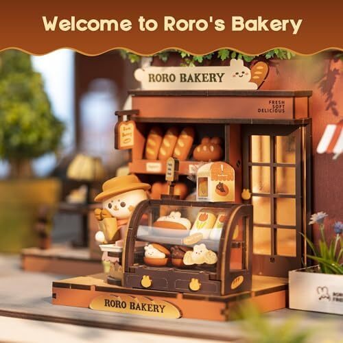 خانه عروسکی چوبی RORO Bakery Mini Friends Series Doll House هدایای تولد کریسمس برای دختران بازی Cosplay Toy دکوراسیون خانه Image