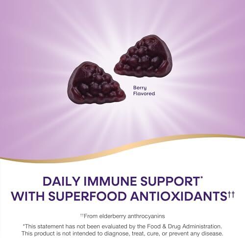 قرص های ژله ای Sambucus Elderberry برای کودکان از Nature's Way، قرص های پشتیبانی از سیستم ایمنی*، با ویتامین C و روی، طعم توت خوشمزه، 60 عدد Image
