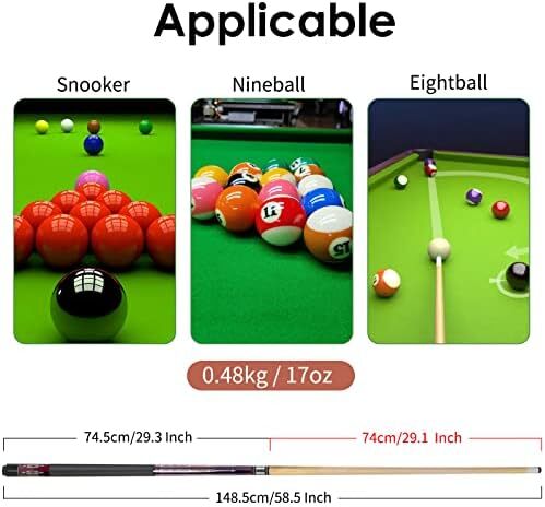 مجموعه چوب استخری Kmise از 1 چوب بیلیارد حرفه ای استخر - الگوی جوهر جاسازی شده 18،19،20 اوز استیک-ساخته شده از کامپوزیت فایبرگلاس گرافیت Image