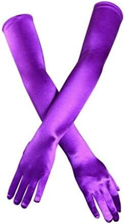 دستکش 21 اینچی برای مهمانی عصرانه زنانه DreamHigh دستکش ساتن بلند مشکی/سفید Image