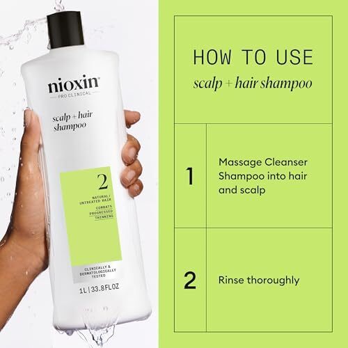 شامپو و نرم‌کننده Nioxin System 2، مناسب برای موهای طبیعی درمان‌شده با نازک‌شدگی پیشرفته، شامل پمپ، 33.8 اونس مایع (بسته‌بندی ممکن است متفاوت باشد) Image
