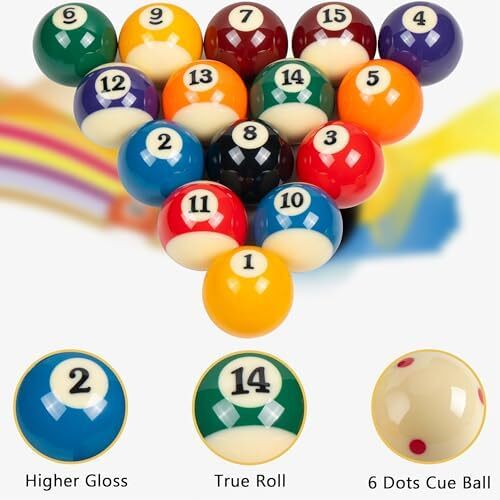 توپ های بیلیارد 2-1/4 اینچی کولاپسار لوکس 2-1/4 اینچی توپ بیلیارد به سبک چرخشی مرمری ست کامل 16 توپی (چند سبک موجود) Image