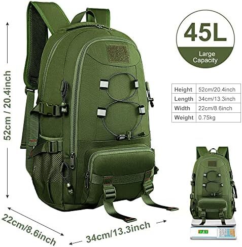 کوله پشتی مسافرتی XQXA، کوله پشتی پیاده روی ضد آب با ظرفیت 45 لیتری کوله پشتی لپ تاپ 17.3 اینچی مردانه کوله پشتی کوهنوردی زنانه برای کمپینگ ورزشی در فضای باز Image