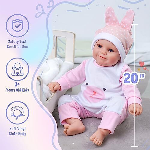 BABESIDE Reborn Baby Dolls - 20 Inch Cute Soft Vinyl Realistic-Newborn Baby Doll for 3+ Year Old Girls Kids Real Life Like Baby Doll Image