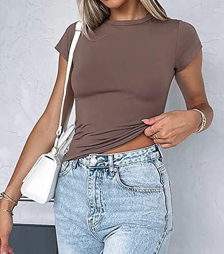 تی شرت آستین کوتاه تمرینی تیشرت یقه گرد زنانه بیگرام باریک و باریک Image