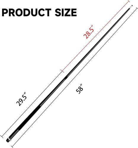 چوب بیلیارد کامپوزیت کامپوزیت بیلیارد گرافیتی 58 اینچی GSE برای مردان/زنان، چوب بیلیارد کیو برای مصارف خانگی یا تجاری/بار (مشکی مات، 18 اونس) Image